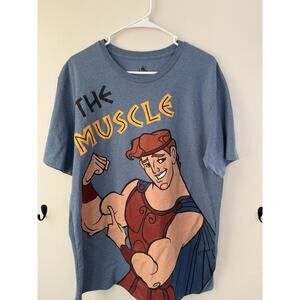 Disney Hercules "The Muscle" T-Shirt Mens Tag XL Blue Big Graphic Print
